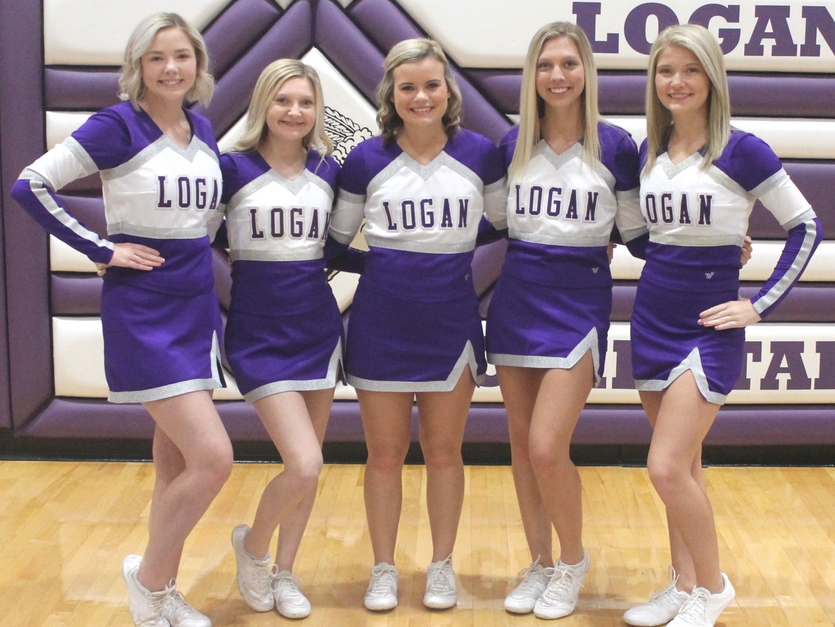 Senior basketball cheerleaders